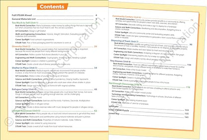 Evan-Moor Skill Sharpeners STEAM Workbook, Grade 5, Science, Technology, Engineering, Art, Math, Hands On Activities, Helping Others, Collaboration, Solve Real World Problems, Puzzles, Homeschool
