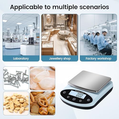 Analytical Balance 5000g x 0.01g Digital Gram Scale 0.01g Accuracy Precision Lab Scale 13 Unit High Precision Digital Scale for Laboratory, Jewelry Weighing
