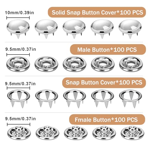 NXTOV 100 Set Pearl Snaps Button Kit with Fastener Pliers - color: White