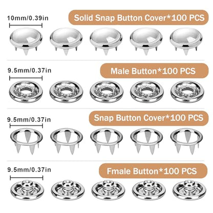 NXTOV 100 Set Pearl Snaps Button Kit with Fastener Pliers - color: White