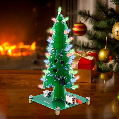 MiOYOOW LED Christmas Tree Soldering Kit, Colorful RGB Flashing Christmas Soldering Project 3D Xmas Tree DIY Soldering Practice Kit for STEM Education and Christmas Decoration Present - color: Xmas Tree Kit