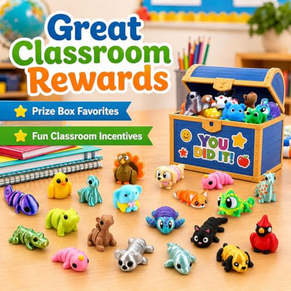 JOICEE 36Pcs 3D Printed Animals Figurines Articulated Flexible Fidget Toys - color: Blue