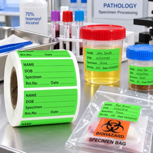 Pathology Labels, 2x1 Inch Specimen Collection Label, 500 Pcs - size: 2x1 Inch