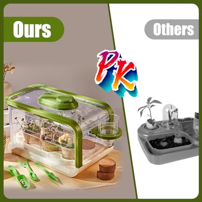 Kids Plant Growing Kit, Kids Gardening Greenhouse Growing Kit with Drip Irrigation and Grow Lights, Science STEM Toys Terrarium Kit for Boys Girls 3 4 5 6 7 8 Year Old,Kids Flower Growing Kit