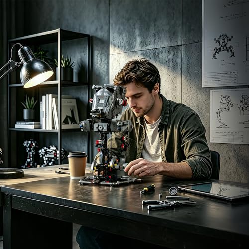 UNCLE BRICK Mechanical War Robots Building Blocks Sets,Interstellar War Walking Robot,Manual Rotation and Electric Drive,STEM Toys for Aged 8-13,A Perfect Birthday for Model Collectors