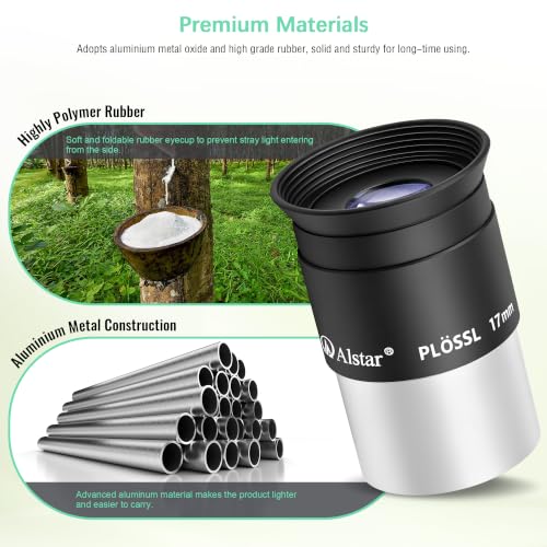 Alstar Telescope Eyepiece 17mm Plossl Telescopes Lens 50° Wide FOV 1.25" - size: 17MM