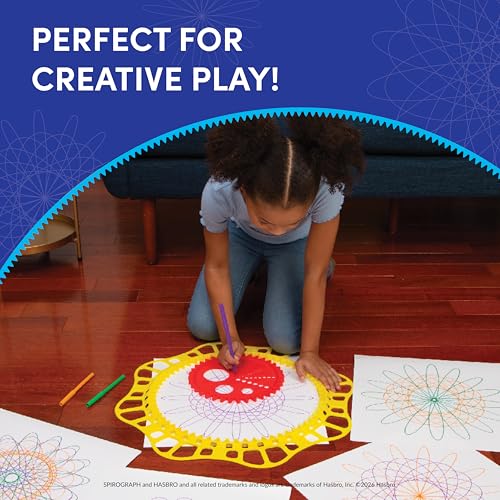 Spirograph Giant, Arts and Crafts, Kids Toys, Art Supplies, Craft Supplies, Drawing Kit, Spiral Art, Classic Gear Design Kit, Markers, Ages 8+ - style: GIANT INDOOR