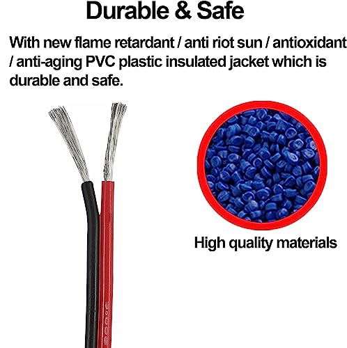 TUOFENG 18 AWG 2-Conductor Tinned Copper PVC Wire, Red/Black, 66 ft - size: 18 AWG PVC 2-Conductor Wire 66ft