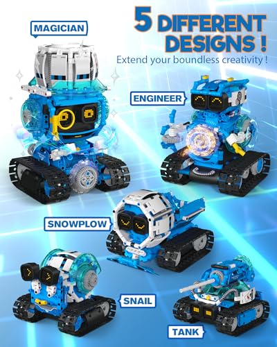 Opmind 5-in-1 STEM RC Robot Building kit, 494Pcs App Coding, Boys Age 8-13 - size: 494 Pieces