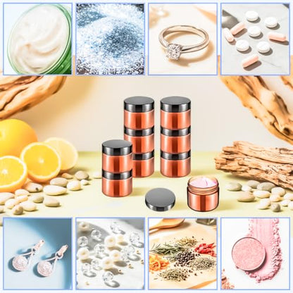 32 Pack 20g Amber Plastic Jars Containers, 20ml Travel Size Makeup Container Jars with Lids, Small Round Cosmetic Pot Jar for Cosmetic Cream Lip Balm Salve Sample Beauty Lotion,Black Lid - color: Amber, size: 20g