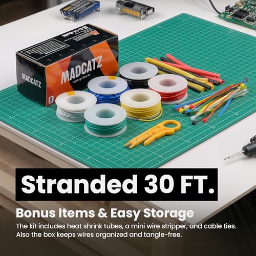 22 AWG MADCATZ Stranded Wires, 6 Colors Electrical Wire Cable PVC Insulation 30ft, Hook up Wire Kit 1007 Hookup Wire Tinned Copper for DIY Projects, Automotive Wiring - color: 22AWG (30Ft) PVC, size: Stranded Wires