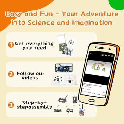 eUda+ STEM Walkie-Talkies Kit for 8-13-15-17+ Boys & Girls Stem Kits for Kids Age 8-10-12-14-16-18+ Science Experiments for Kids 9-12 DIY Kits for Kids Teenage Girl Gifts (Assembly Version, BTC) - size: Assembly Version, Bear-Transparent Clear (BTC)