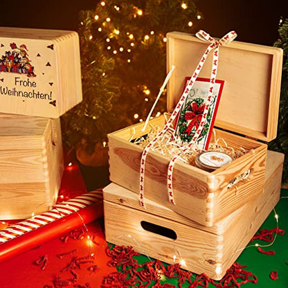 Creative Deco XL Wooden Storage Box with Hinged Lid - color: Beige, size: XL | Handles