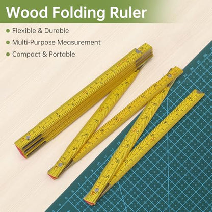 Folding Wood Rule, 2M / 78 inch Foldable Ruler for Carpenters Folding Meter Stick, Lightweight Composite Construction Ruler, Metric and Imperial Measurement Systems (1, Yellow, 2M/78 inch) - color: Yellow, size: 2M/78 inch