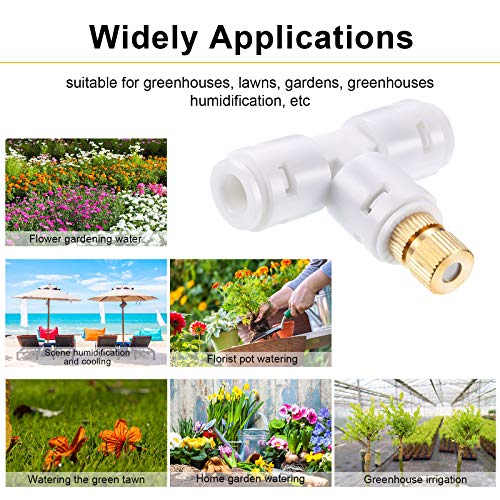 Honoson 32 Pieces 1/4" Brass Misting Nozzles Kit with 0.03 cm Orifice Thread Gold Nozzles for Patio Misting System Outdoor Cooling System Garden Water Mister