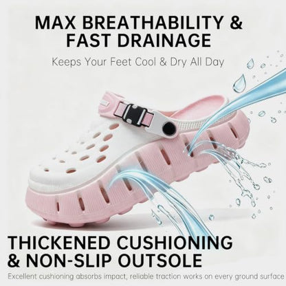 Men's Women's Cloud Clogs, EVA Thick Platform Slip On Non Slip Garden Shoes - color: Pink, size: 9.5-10.5 Women/8.5-9.5 Men