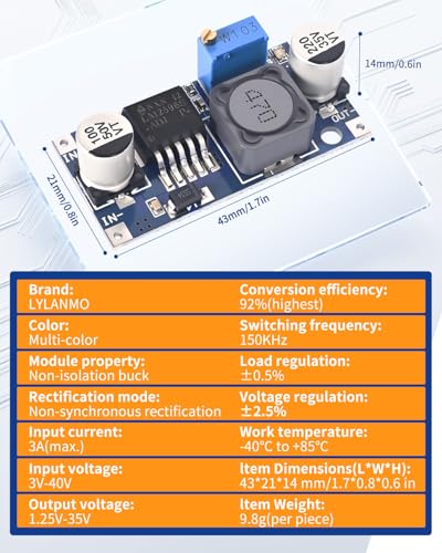 20PCS LM2596 DC to DC Buck Converter 3.0-40V to 1.5-35V DIY Power Supply Step Down Module Adjustable Voltage Regulator Electronic Voltage Stabilizer - style: 20PCS