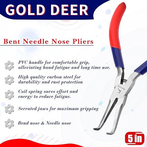 Bent Needle Nose Pliers with Serrated Jaw - style: Bent Needle Nose Pliers