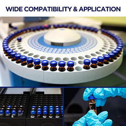 2mL Autosampler Vials, 9-425 HPLC/GC Clear Vials with Screw Cap, 100 Pcs - color: Clear Vial & Pre-slit Blue PTFE Septa
