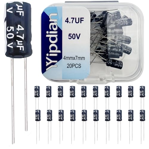 Electrolytic Capacitor YYipdian 4.7uF 50V 4x7mm High Temperature Resilience Aluminum Capacitors (Pack of 20) - size: 4.7uF 50V 4x7mm 20PCS