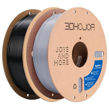 High Speed Printer Filament 1.75mm 1kg*2 Bundle Cardboard Spool Rapid PLA to 5X Faster Printing Filament PLA Dimensional Accuracy +/- 0.02 mm Fits for Most FDM 3D Printer -Black+Gray 2Pack - color: Black+gray 2pack
