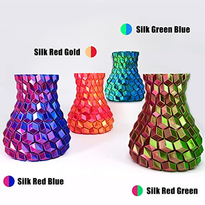 3D Printer Filament PLA, Rainbow PLA Filament 1.75mm +/-0.02mm, Silk PLA Dual Color Filament, 2 in 1 Coextrusion 3D Filament Bundle 200g x 4 Spools - color: 4 Pack Dual-color