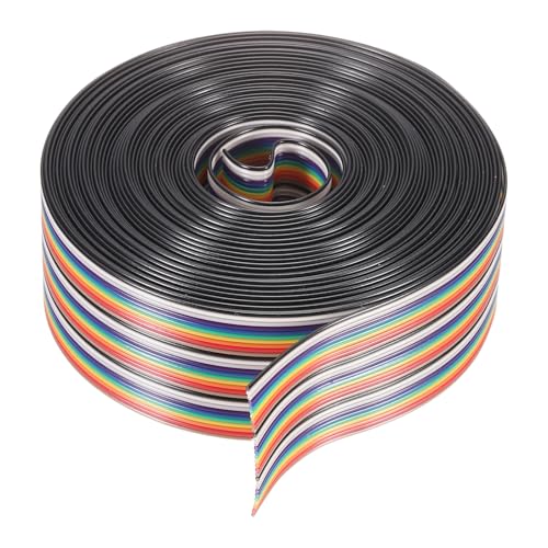 MECCANIXITY 1 Pcs 30 Pin Flat Rainbow Ribbon Cable 30 Ft 1.27mm Pitch Breadboard Jumper Wires for Electronic Projects - size: 30 Ft, style: 30P
