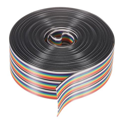 MECCANIXITY 1 Pcs 30 Pin Flat Rainbow Ribbon Cable 30 Ft 1.27mm Pitch Breadboard Jumper Wires for Electronic Projects - size: 30 Ft, style: 30P