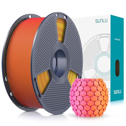 SUNLU Dual Color Matte PLA Filament 1.75mm, Yellow and Red - color: Dual Yellow Red, size: 1KG