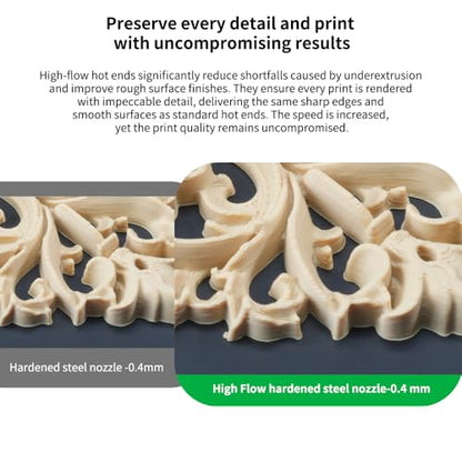 Bamboo Lab Original H2D High Flow Hotend with Hardened Steel Nozzle High Temp Extruder Hot End Replacement for Bambu Lab H2D Combo/H2D Laser (0.4MM) - size: 0.4MM