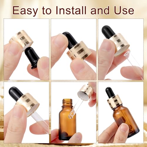 30 Pack 15ml Amber Glass Sample Dropper Bottles with Golden Caps - color: Amber, size: 15mL-30pcs