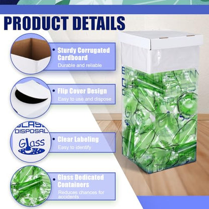 Resurhang 6 Sets Cardboard Broken Glass Disposal Box Floor Model Laboratory Safe Trash Can for Glass Sharps Disposable Garbage Disposal Container Cartons Trash Bins (12" L X 12" W X 27" H)
