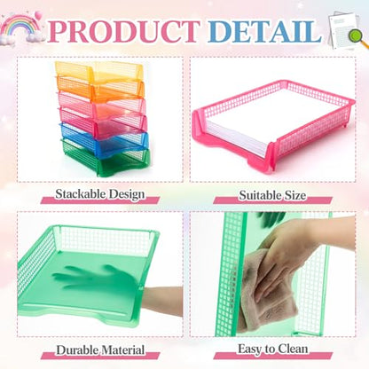 Geetery Turn in Trays Classroom, Clear Mixed Color, Set of 12 - color: Clear Mixed Color