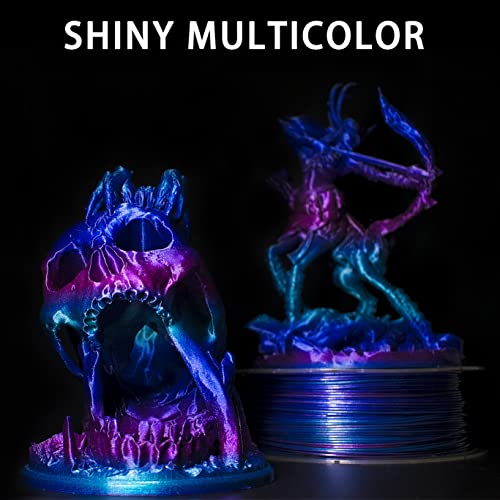 Rainbow PLA 3D Printer Filament, PLA Filament 1.75mm, Shiny Color Change Rainbow PLA Filament, +/- 0.02mm, 3D Printing Filament 1kg/2.2lbs - color: Shiny 3 Color Change