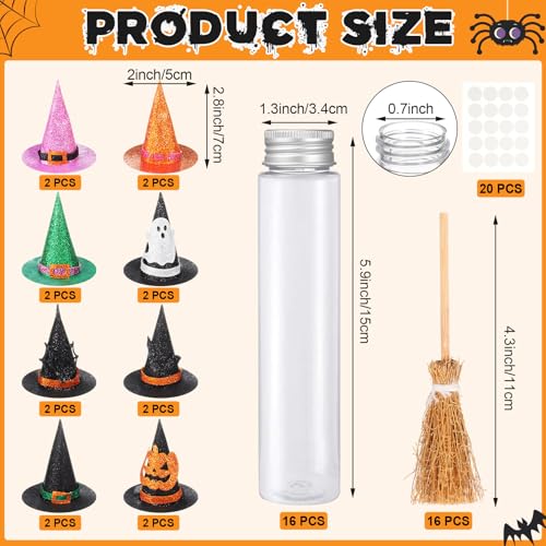 Honeydak 16 Set Halloween Candy Tubes Trick or Treat 4 oz Clear Containers - style: Halloween