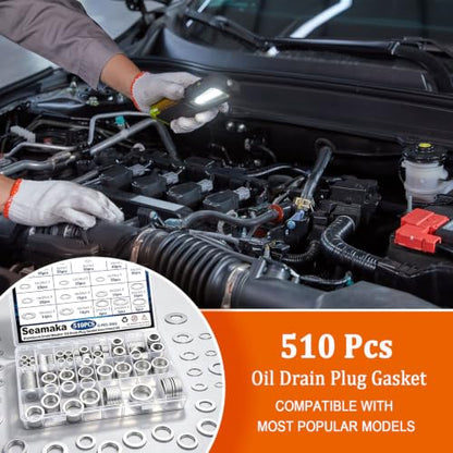 510PCS Oil Crush Washer,18 Sizes Oil Drain Plug Gaskets Assortment Kit,Automotive Aluminum Drain Plug Washer M6 M8 M10 M12 M14 M16 M18 M20 M22 M24 - size: 510PCS