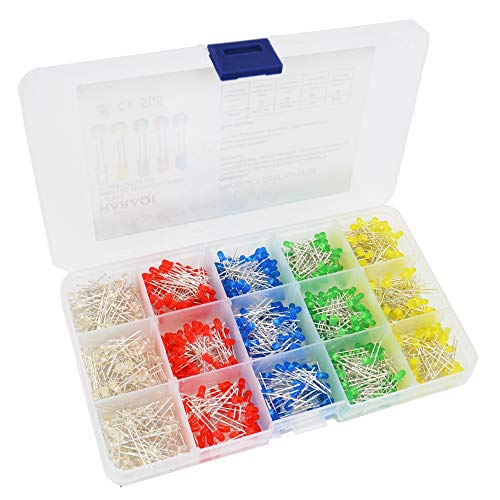 750 Pcs 3mm LED Light Emitting Diode Assortment Kit for DIY PCB Circuit - size: 3mm (750 Count, Pack of 1)