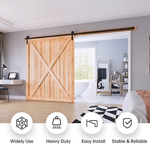 EaseLife 12 FT Sliding Barn Door Hardware Track Kit,Basic J Pulley,Slide Smoothly Quietly,Easy Install (12FT Track Kit for 72" Wide Single Door) - size: 12 Feet