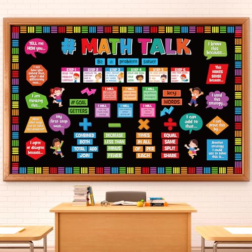 Pajean 85 Pcs Math Talk Bulletin Board Set Math Posters Classroom Decor - style: Math Talk