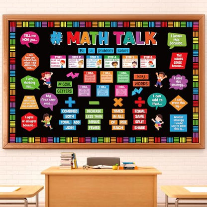 Pajean 85 Pcs Math Talk Bulletin Board Set Math Posters Classroom Decor - style: Math Talk