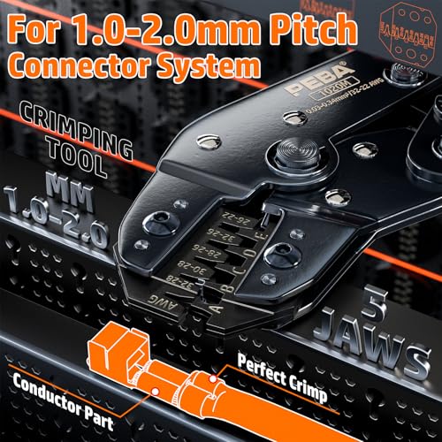 PEBA Crimping Tool and JST Connector Kit, 22 Types of 1.0mm JST-SH, 1.25mm JST-GH, 1.5mm JST-ZH Connectors & Contacts, Crimp Pliers AWG 32-22 for 1.0mm - 2.0mm Pitch Pin Terminal, for DIY Electronics