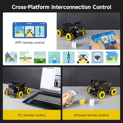 Yahboom Raspberry Pi 5 AI Vision ROS2 Robot, 360 Moving Electronic Robot Kit, Recognition, Tracking, Line Patrol, for Python Program Projects, ROS2 Ubuntu22.04 Pi 5 Official System - color: Standard With RPi5-4GB