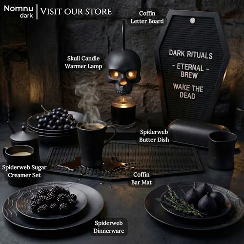 Nomnu Coffin Letter Board, Black Goth Decor with Bat Stickers Spooky Emojis - color: Black