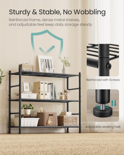 SONGMICS 3-Tier Storage Rack, Steel Wire Shelving Unit, Easy Assembly - size: 31.5"W, style: 3-Tier