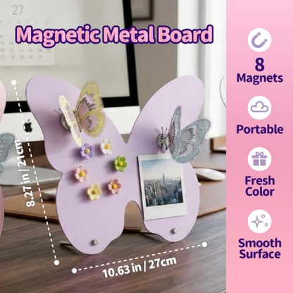 2 Pcs Small Magnetic Board, Cute Magnet Display Stand for Tabletop - color: 2pcs Pink and Purple