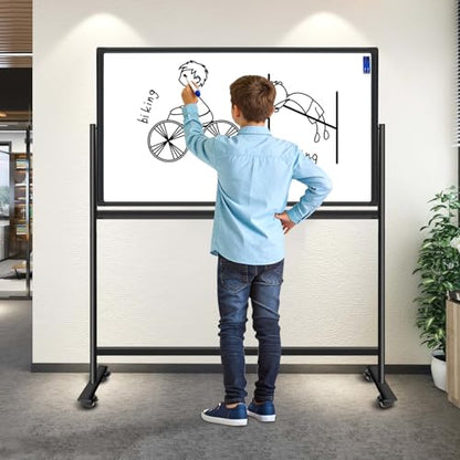BSTPCOO Double-Sided 40"x28" Magnetic Dry Erase Board Mobile Whiteboard - color: Black, size: 40"W x 28"H