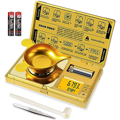GRAM PRES High Precision Milligram Scale,Digital Mini Pocket Gram Scale - color: GOLD