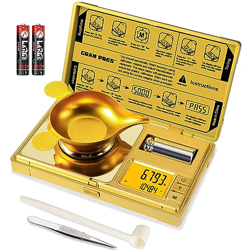 GRAM PRES High Precision Milligram Scale,Digital Mini Pocket Gram Scale - color: GOLD