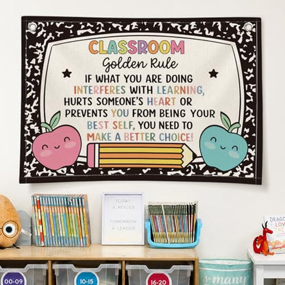 Classroom Rules Poster Decor, Classroom Golden Rule Hanging Banner - color: 01-Classroom Rules(Beige)