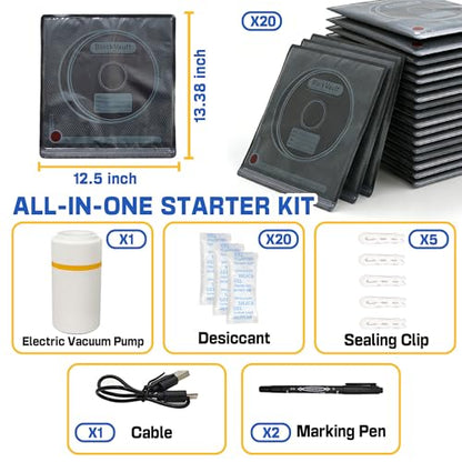 xcivi 20 Pack Lightproof Vacuum Filament Storage Bags Kit with Auto Pump